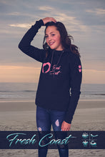 Load image into Gallery viewer, Women&#39;s Vintage Scuba Neck Signature Hoodie - Heather Charcoal/Coral
